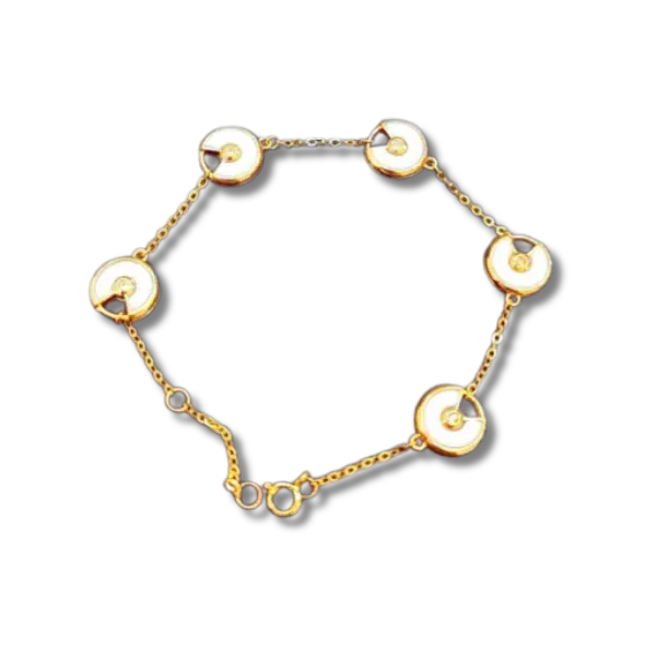 Lắc tay Vàng 18K Golden Leaf C – 5 charm tròn