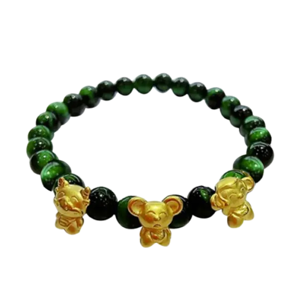 Bộ Con giáp Tam hợp Thân Tý Thìn – Charm vàng 24K