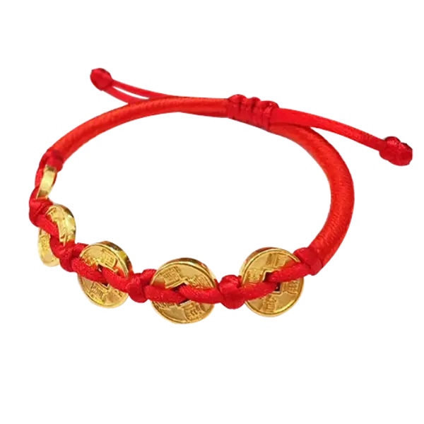 Vòng tay charm vàng 24k phối 5 đồng xu vàng