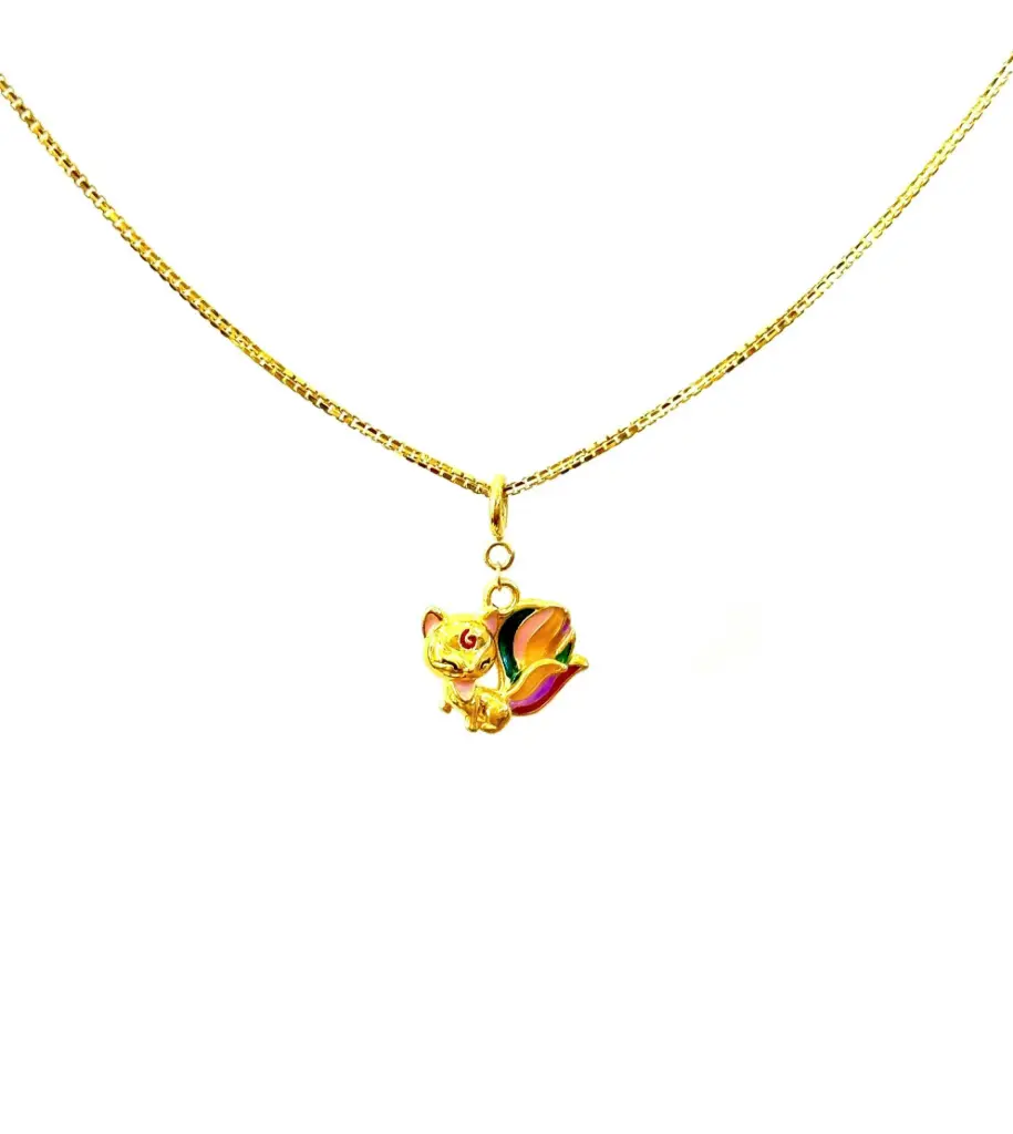 Móc Mặt Dây Charm rơi Vàng 18K Hồ Ly 9 đuôi