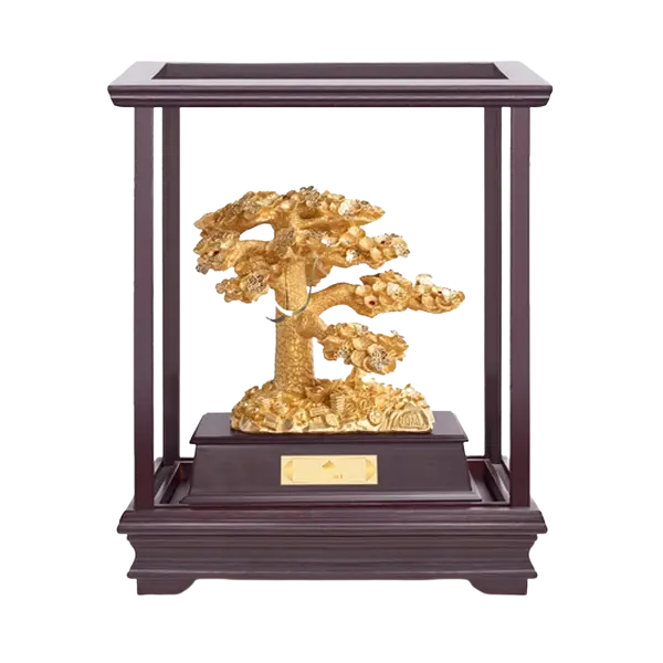 Tượng mạ vàng 24K Cây Phú Quý – Tiền tài – May mắn