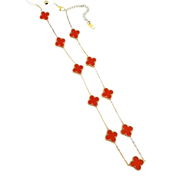 Dây chuyền vàng 18K Golden Leaf 10 hoa 12mm – Màu đỏ