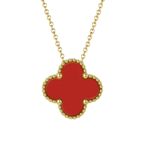 Dây chuyền vàng 18K Golden Leaf 15mm – Màu đỏ
