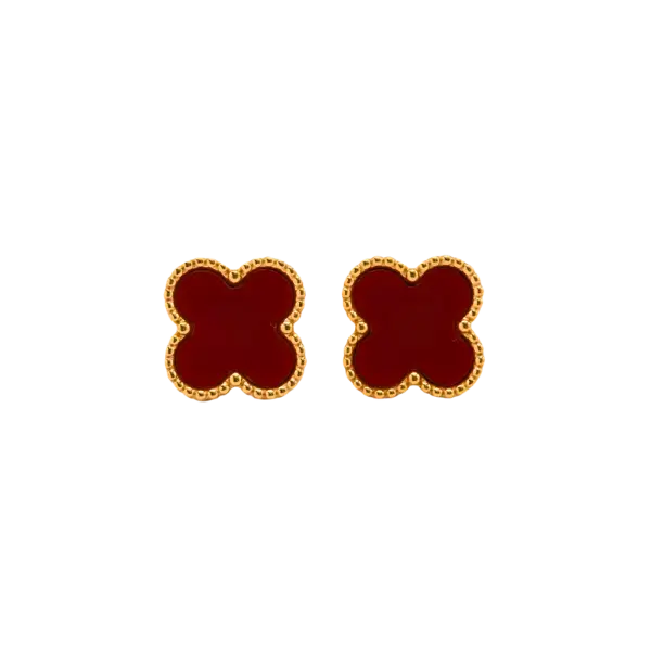 Bông tai vàng 18K Golden Leaf 13mm – Màu Đỏ