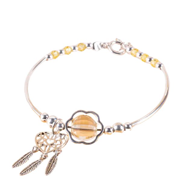 Vòng tay Bạc đá Thạch Anh mix chuông gió phong thủy