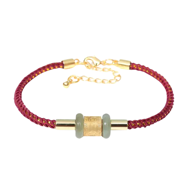 Vòng tay dây da phối charm ngọc bọc bạc cao cấp mix bạc