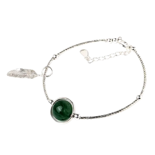 Vòng tay đá thạch anh dâu xanh thiên nhiên mix bạc