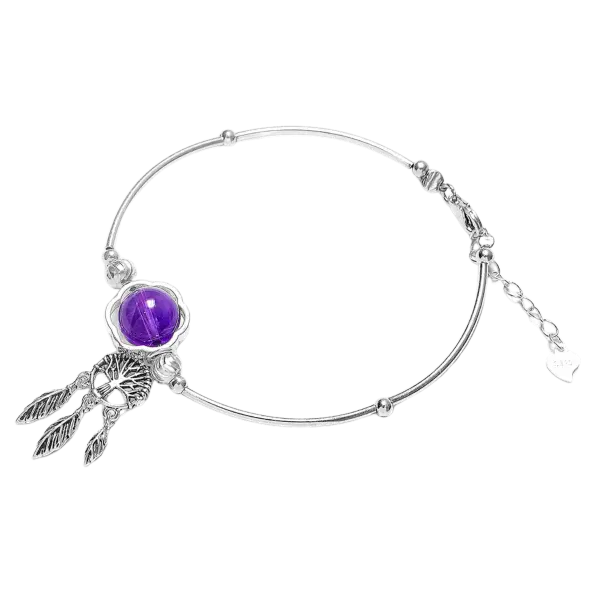 Vòng tay đá Thạch Anh Tím DreamCatcher mix bạc