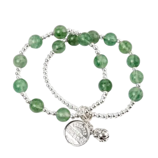 Vòng tay bạc đôi đá Aventwrine mix bạc