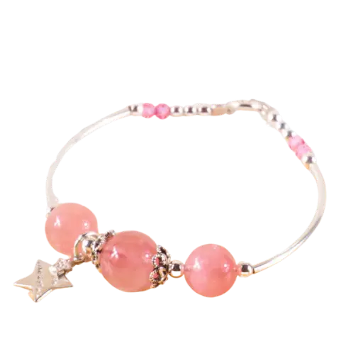 Vòng tay bạc thạch anh hồng phong thủy