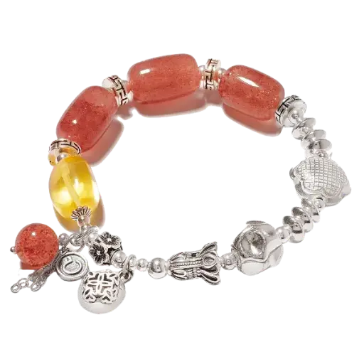 Vòng tay đá Thạch anh dâu phối Hổ Phách