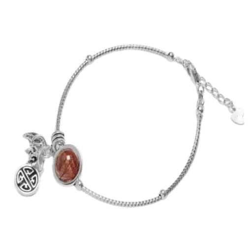 Vòng tay đá Thạch anh Tóc đỏ phối charm bạc