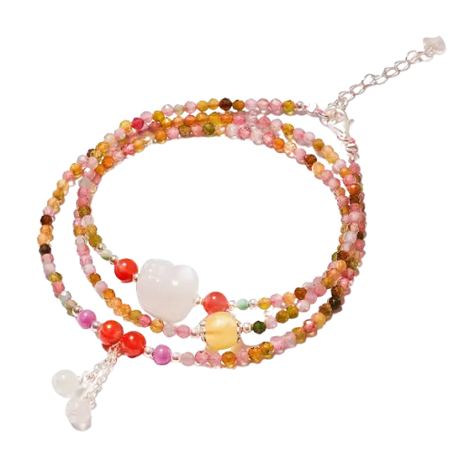 Vòng tay đá Tourmaline quấn đôi mix bạc