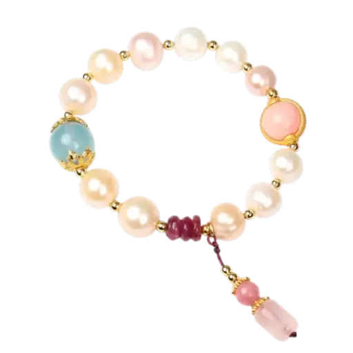 Vòng tay ngọc trai phối ngọc bọc vàng mix bạc