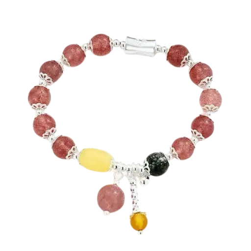 Vòng tay bạc charm trang trí mix thạch anh