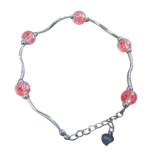 Vòng tay bạc đá Thạch Anh dâu 5 hạt Mệnh Hỏa