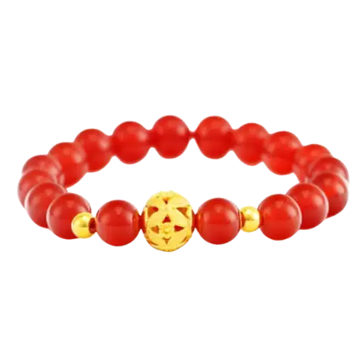 Vòng đá Hột hoa 4 cánh kết hợp Bi vàng