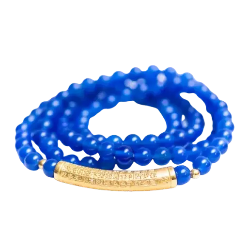 Vòng Tay Đá Mã Não Xanh Dương Phối Lắc Tâm Kinh
