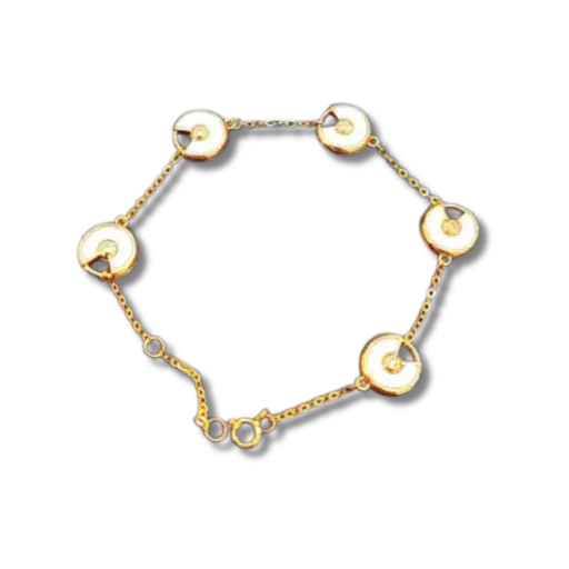 [AG7502.L168.610] Lắc tay Vàng 18K Golden Leaf C – 5 charm tròn