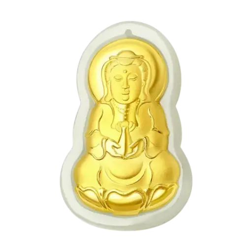 [AO9992.M053.002] Mặt Ngọc Phỉ Thúy Dát Vàng 24K – Phật Bà