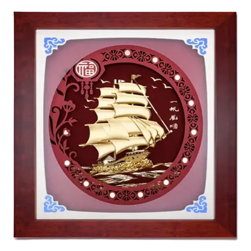 [AO9992.Q147.T003] Tranh Mạ Vàng 24K Thuận Buồm Xuôi Gió – Bình An – May Mắn