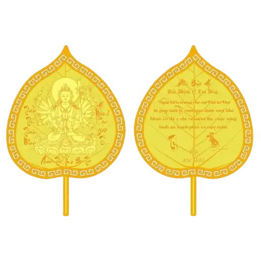 [AO9992.Q001.B003] Lá Bồ Đề Phật Hộ Mệnh Mạ Vàng 24K Tuổi Tí