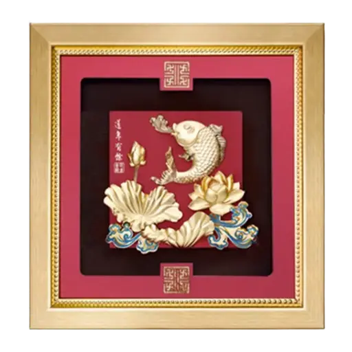 [AO9992.Q013.T008] Tranh Mạ Vàng 24k Niên Niên Hữu Dư 2