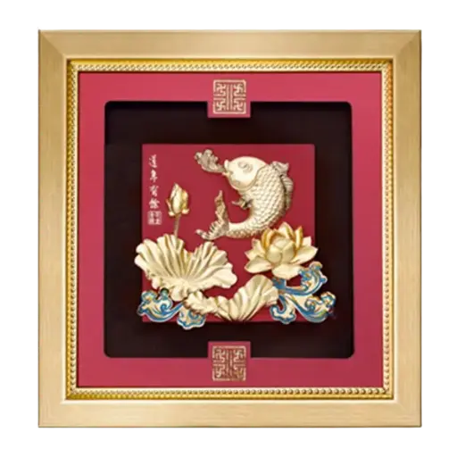 [AO9992.Q013.T001] Tranh Mạ Vàng 24k Niên Niên Hữu Dư