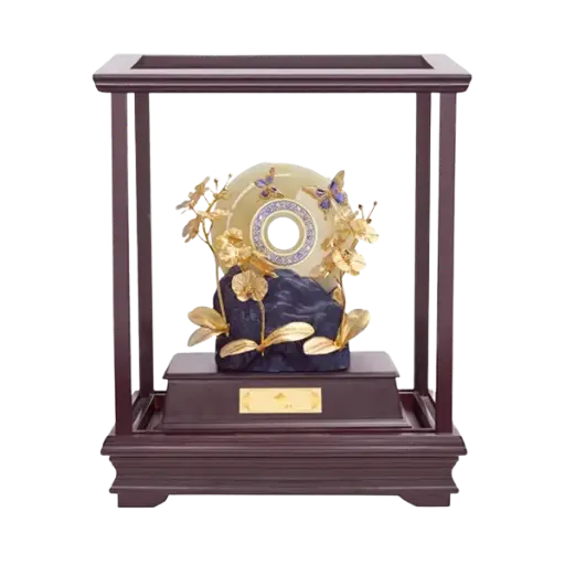 [AO9992.Q266.00009] Tượng mạ vàng 24K Bạch Ngọc Hồ Điệp