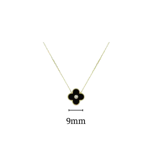 [AG7502.D168.507] Dây chuyền vàng 18K Golden Leaf 9mm đính đá – Màu đen