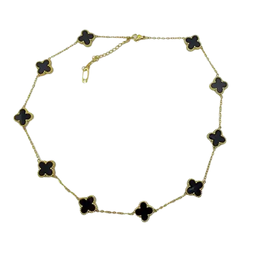 [AG7502.D168.505HA] Dây chuyền vàng 18K Golden Leaf 10 hoa 12mm – Màu đen