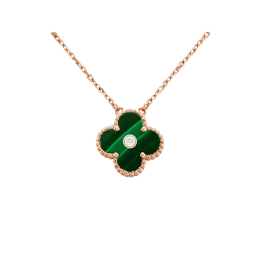 [AG7502.M168.516_GRE] Dây chuyền Vàng 18K Golden Leaf 15mm Nhụy đính đá – Màu xanh lá