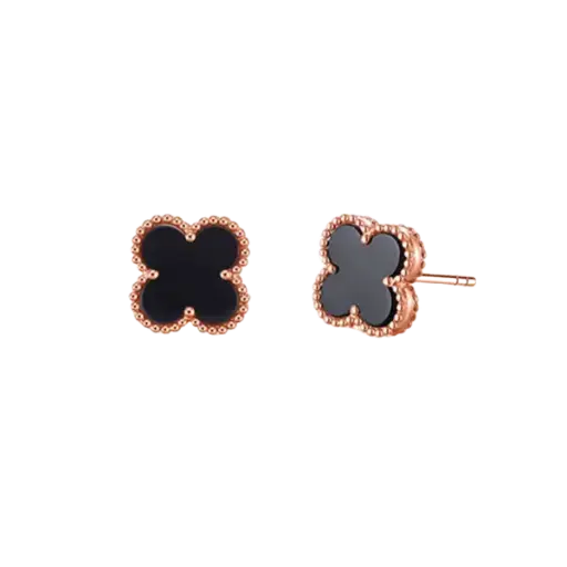 [AG7502.B168.501_BLA] Bông tai vàng 18K Golden Leaf 9mm – Màu Đen