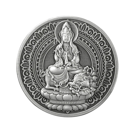 [BM24] Quan Âm Long Tọa .999 Antique Silver Coin - 1 Oz