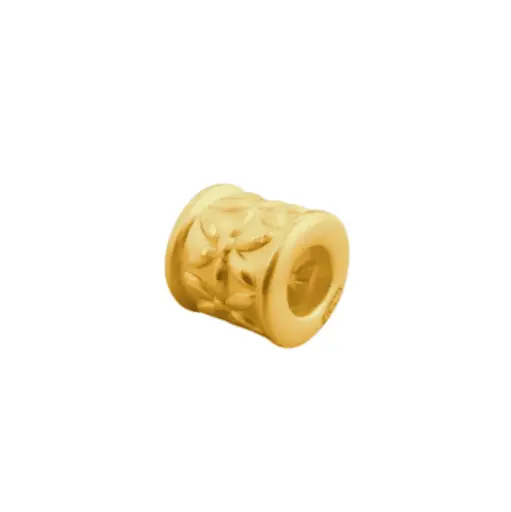 [AG9992.C083.015] Charm Vàng 24K Hột Trụ Ngắn Hoa Văn hoa 6 cánh